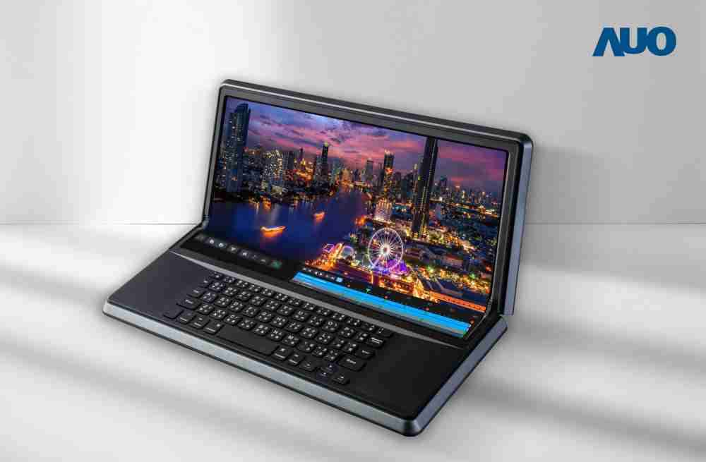 银河集团14.6吋Micro LED折迭显示屏幕，，，，搭配半径4mm的弯折绞炼，，，，以及高画素、、、、高亮度、、高对比度的显示技术特点，，，，即便在大视角下仍保有绝佳色相与亮度