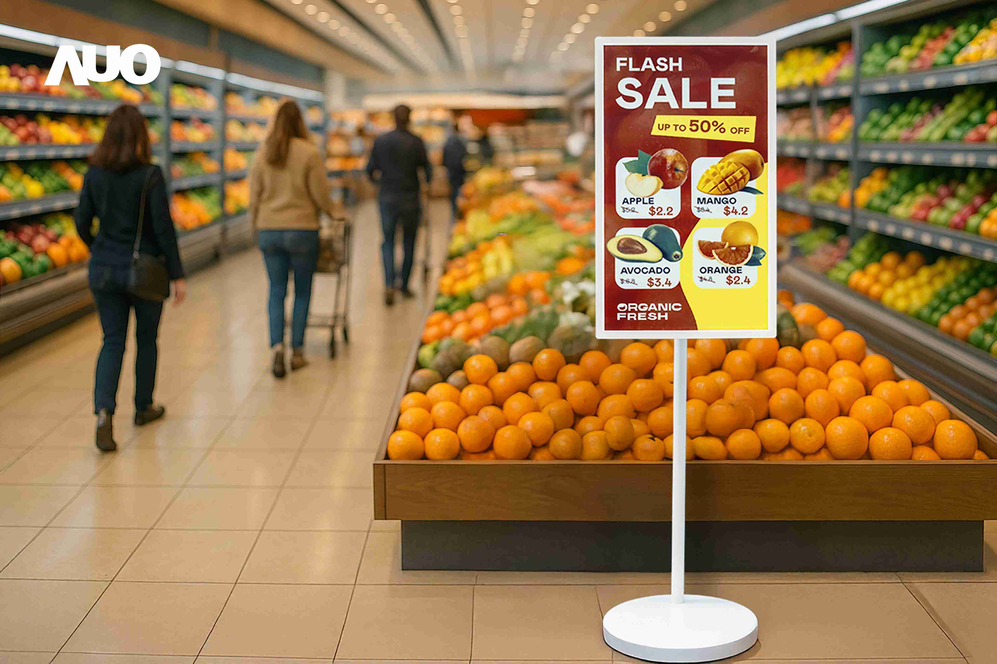 达擎首亮相低功耗、、、、全彩的〝aecoPost电子纸解决方案〞，，仅在更新画面时需要微量的电力驱动，，，，无需布建电线的便捷设计，，使其可灵活应用、、、随意置放，，并可透过云端或行动装置app，，，，轻松管理及排程广告内容，，，，晋升店头营销利器。。